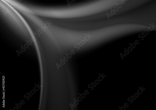 Abstract dark grey minimal smoke waves background. Monochrome smooth vector design