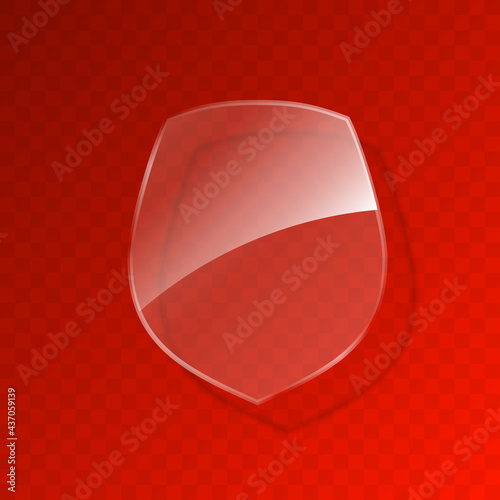 Protected guard glass shield concept. Safety badge protection icon. Privacy transparent banner shield. Security label. Presentation transparent sticker shield. Defense safeguard sign badge