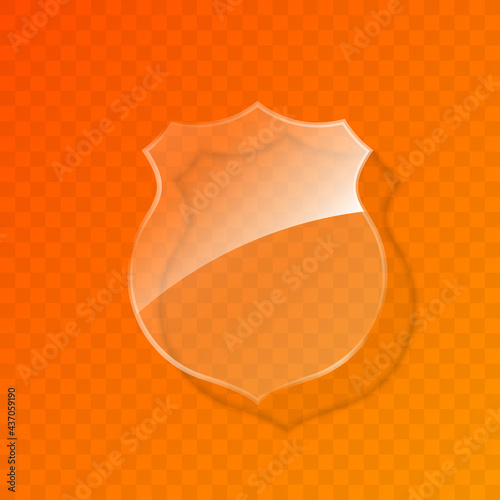 Protected guard glass shield concept. Safety badge protection icon. Privacy transparent banner shield. Security label. Presentation transparent sticker shield. Defense safeguard sign badge
