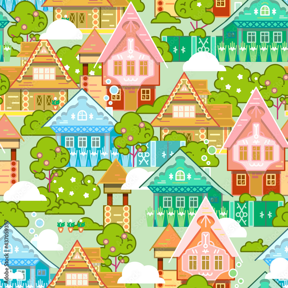 Pattern with village houses