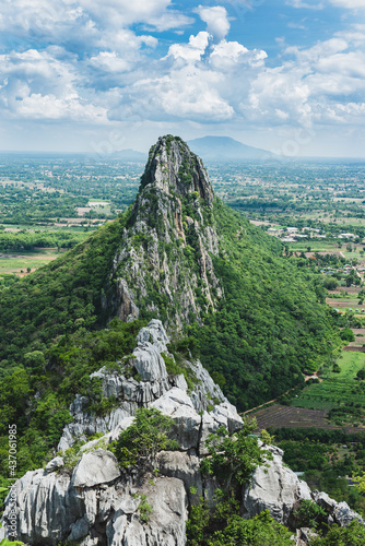landscape view from top of Khao Nor  Thailand. the beautiful limestone mountain where is popular for traveler who want to challenge the 700 steps of stairs and rock tail.