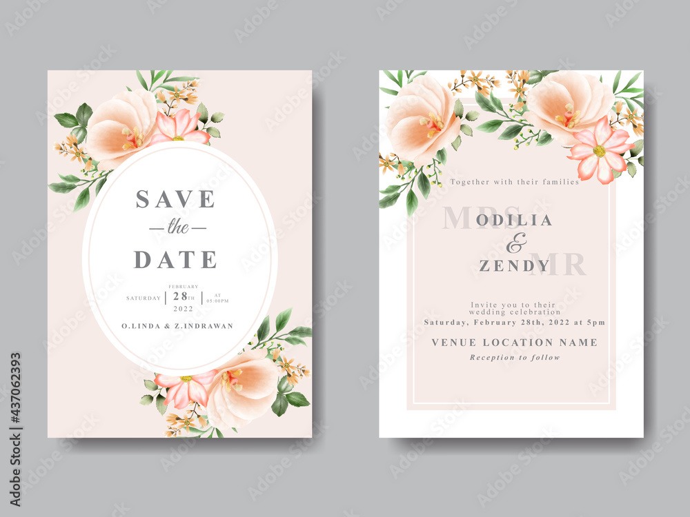 Wedding Cards Template Floral Design