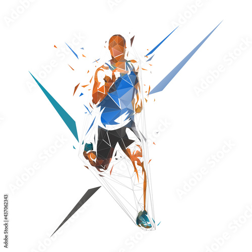 Run. Low polygonal running man, isolated geometric vector illustration from triangles