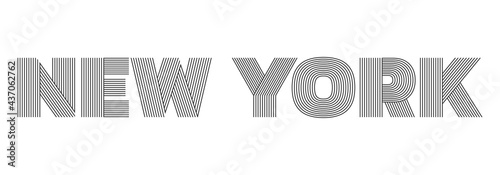 New York City typography text. NYC modern print with striped letters. T-shirt slogan, poster, graphic design. Vector illustration.