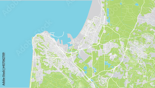 Urban vector city map of Haifa, Israel, middle east