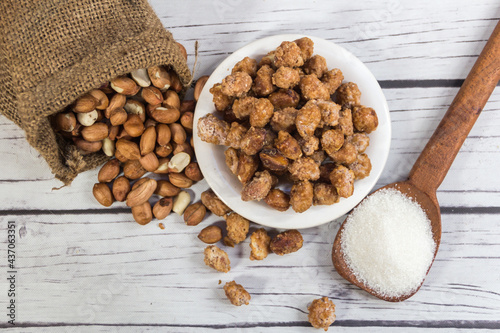 plate with praline and ingredients photo