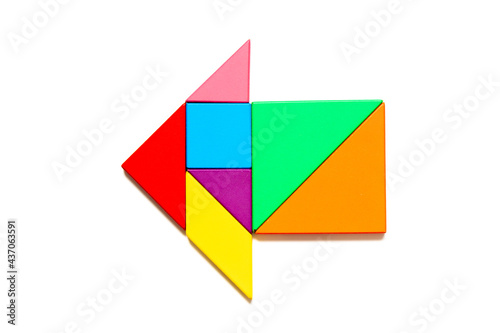 Free Download Color tangram puzzle in arrow shape on white background - GFXLoad
