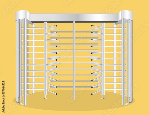 Full height turnstile  Access Control Entrance. Security gates Vector illustration