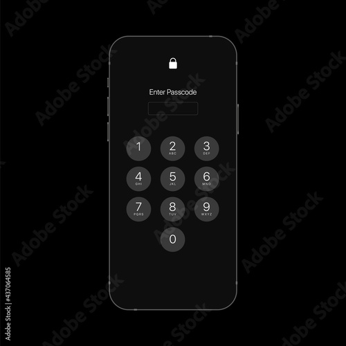 Enter Password. Unlock Screen Interface. Enters the PIN-code on the numeric keypad. Vector illustration