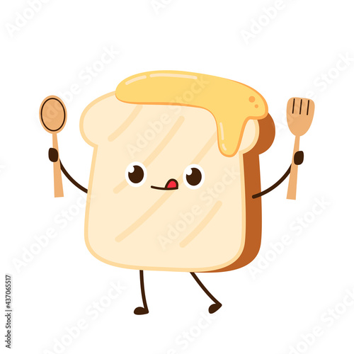 Bread character. bread symbol. free space for text. bread logo design. Honey on bread.