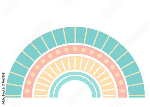Rainbow in boho scandinavian style. Cute childish vector illustration for nursery or playroom or Bedroom posters, Print for kids textiles fabric, packaging paper, for children's room wall decor. 