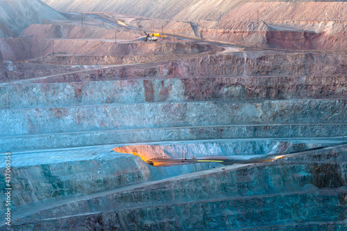 Close-up of an open-pit copper mine in Peru.