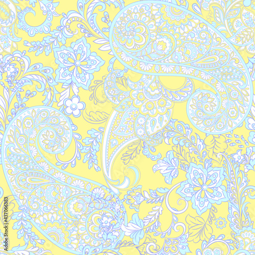 Paisley Floral oriental ethnic Pattern. Vector Seamless Ornamental Indian fabric patterns