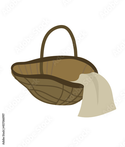 Vector image of a picnic basket. Handmade. Summer bag