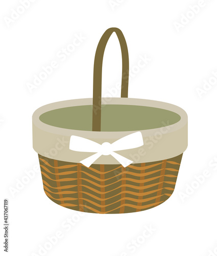 Vector image of a picnic basket. Handmade. Summer bag