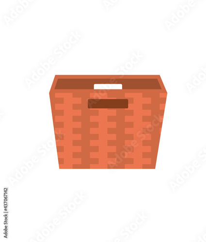 Vector image of a picnic basket. Handmade. Summer bag