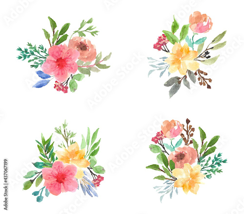Wallpaper Mural Colorful floral watercolor bouquet collection Torontodigital.ca