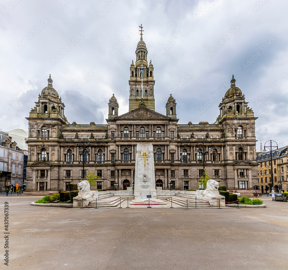 A  view across George Square in Glasgow on a summers day