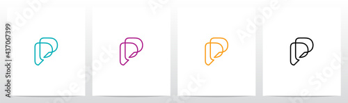 Parallel Lines Connected Forming Letter Logo Design P
