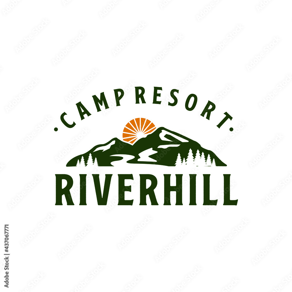 Mountain River Hill camp Resort Logo tamplate Mountain River Hill camp Resort Logo tamplate