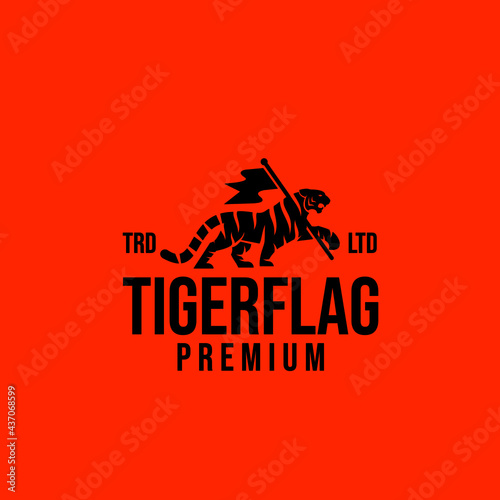 premium tiger flag vector logo design