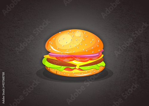 Hambrger on a dark background