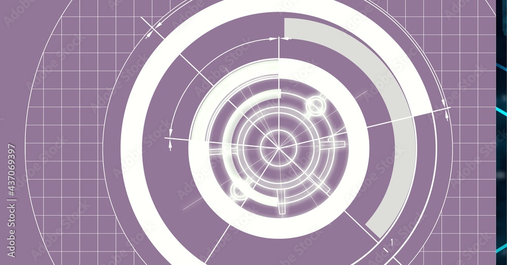 Composition of scopes scanning on purple grid Composition of scopes scanning on purple grid
