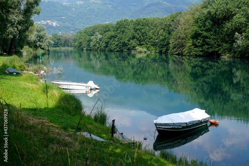 Boats on the Adda River, Lecco Province