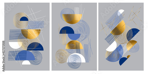Modern abstract geometric poster set design