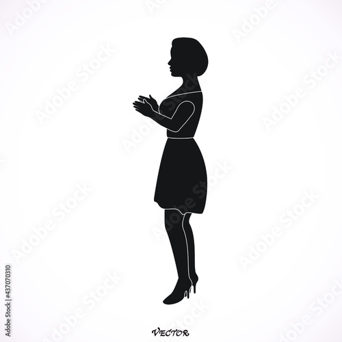 Stylish girl in full growth. Fashion woman. Brunette. Vector illustration. Isolated. Flat.