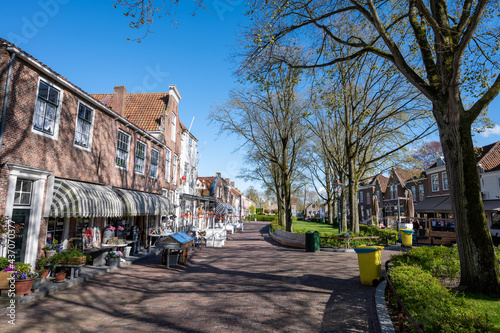City view on old medieval houses in small historical town Veere in Netherlands, province Zeeland photo
