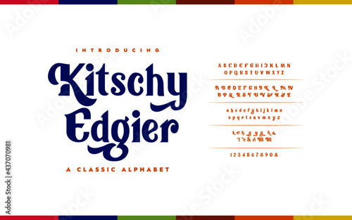 Alphabet typeface script style. Vector illustration fonts a to z and number. Typography handwriting font set. 