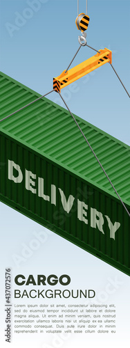 3D Isometric shipping cargo 40 ft container with closed doors. Large metal 40 foot containers for transportation. Delivery of cargo shipping. illustration