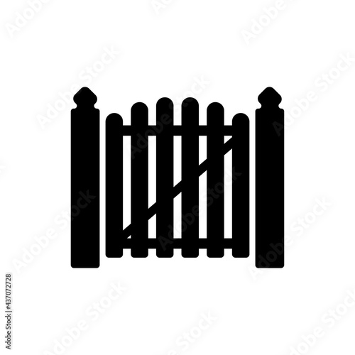 Gate icon. Black silhouette. Front view. Vector simple flat graphic illustration. The isolated object on a white background. Isolate.