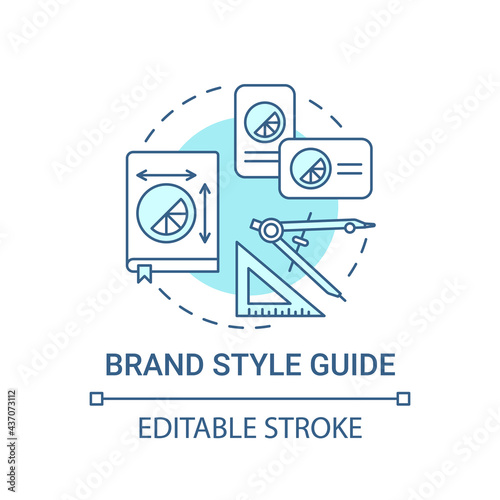 Brand style guide concept icon. Business branding service abstract idea thin line illustration. Making up visual product identity. Vector isolated outline color drawing. Editable stroke
