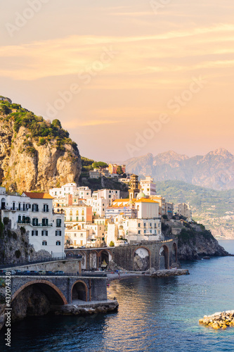 Obraz na płótnie Sunset on the Amalfi Coast. Atrani, Salerno, Italy w salonie