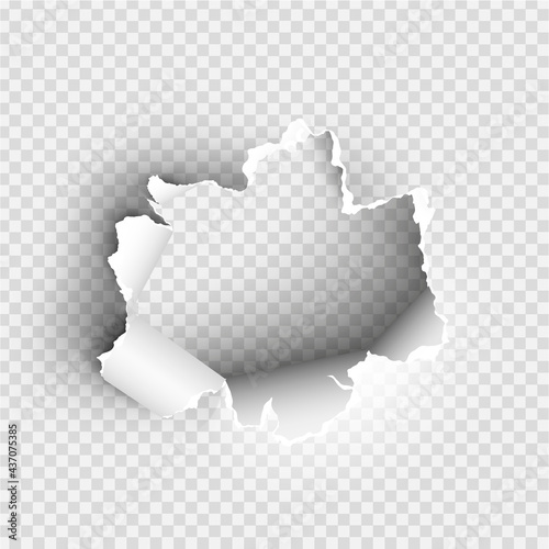 ragged Hole torn in ripped paper on transparent background