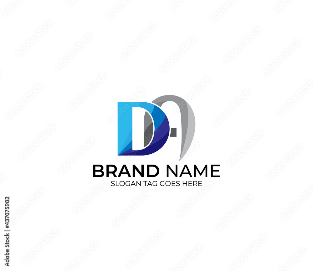 Modern DA Alphabet Blue Or Gray Colors Company Based Logo Design Concept