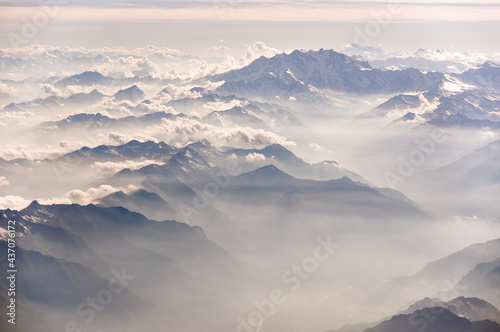alps summits aerial view