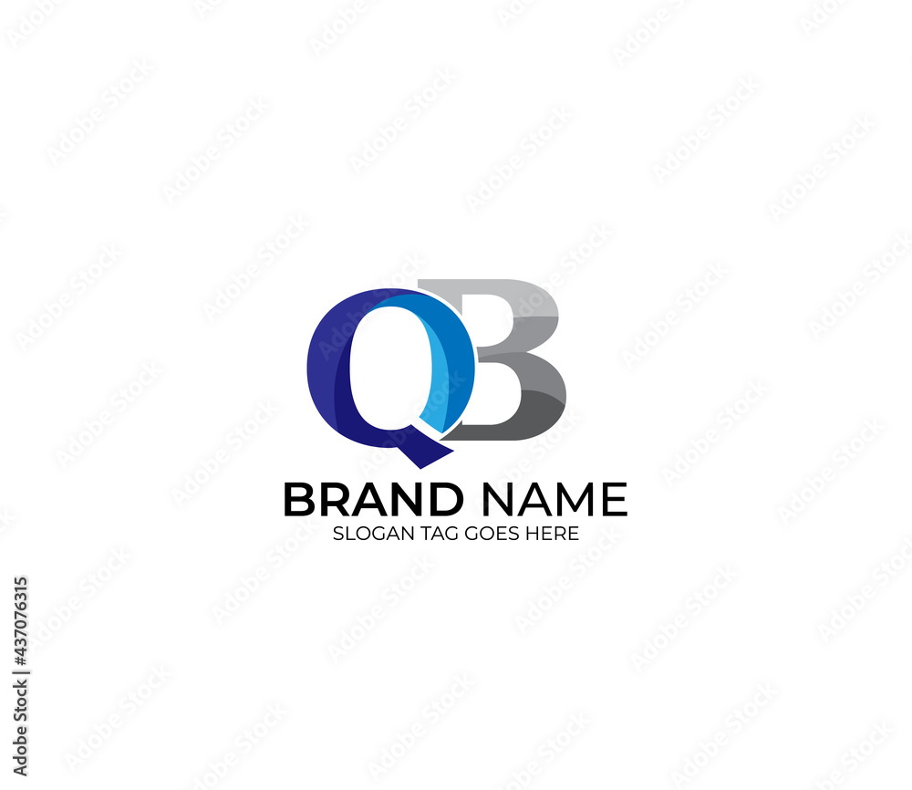 Modern QB Alphabet Blue Or Gray Colors Company Based Logo Design Concept