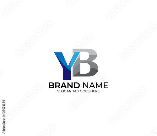 Free Download Modern YB Alphabet Blue Or Gray Colors Company Based Logo Design Concept - GFXLoad