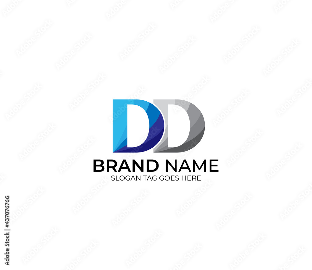 Modern DD Alphabet Blue Or Gray Colors Company Based Logo Design Concept