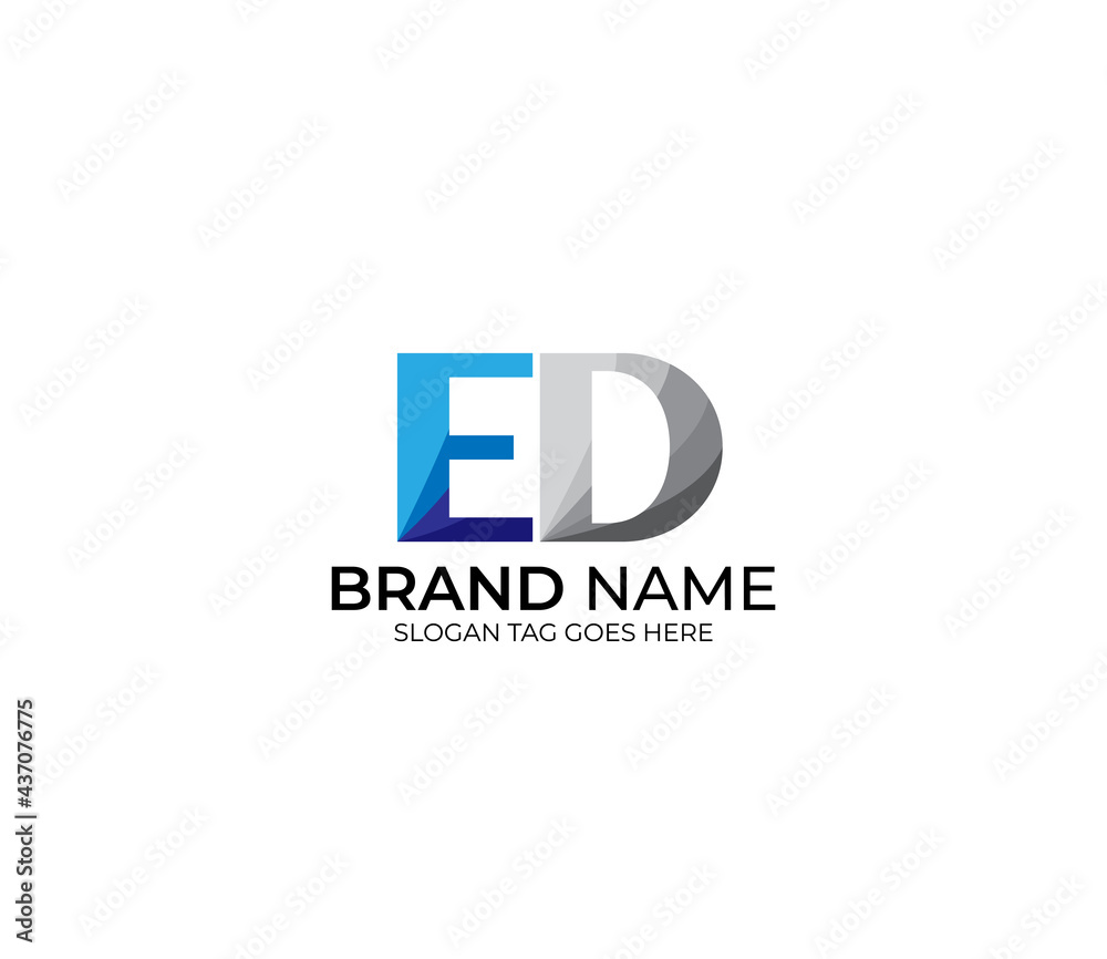 Modern ED Alphabet Blue Or Gray Colors Company Based Logo Design Concept