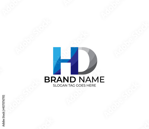 Modern HD Alphabet Blue Or Gray Colors Company Based Logo Design Concept