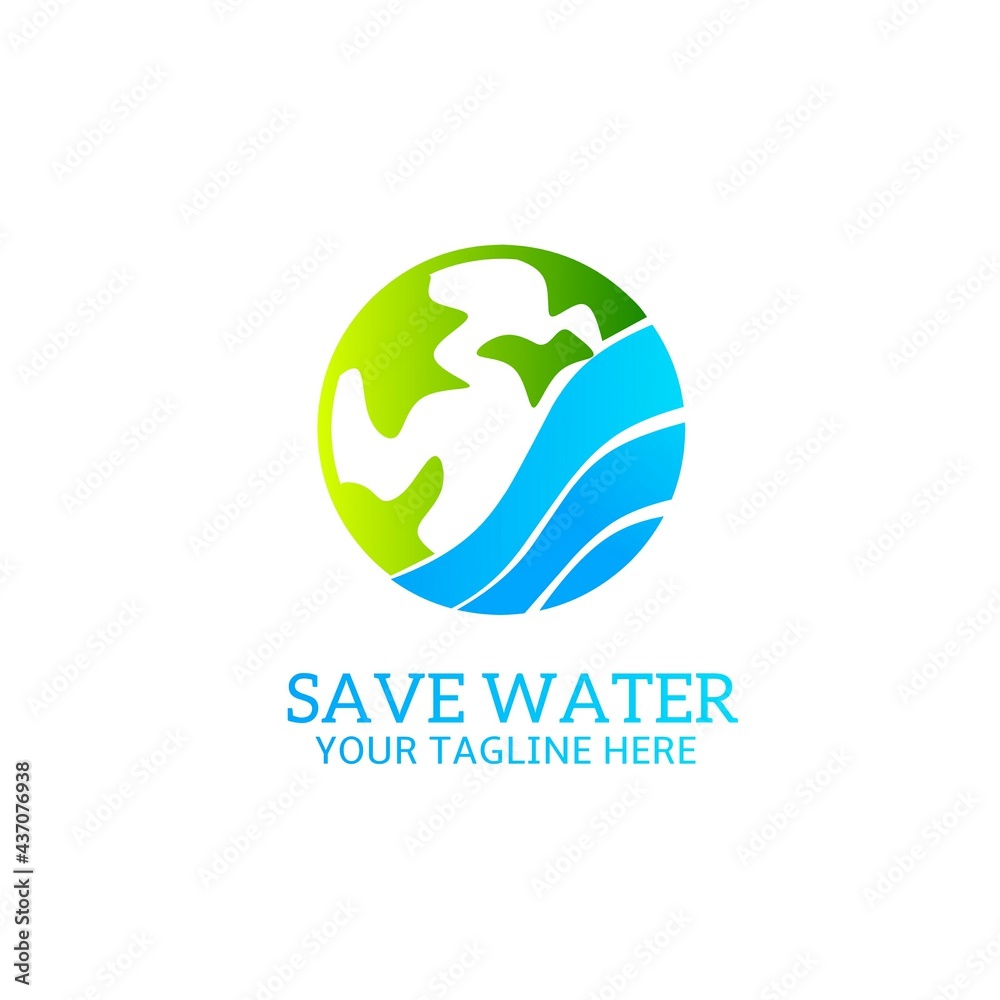 Globe and water symbolizing celebration world water day. Ilustration Design logo. 