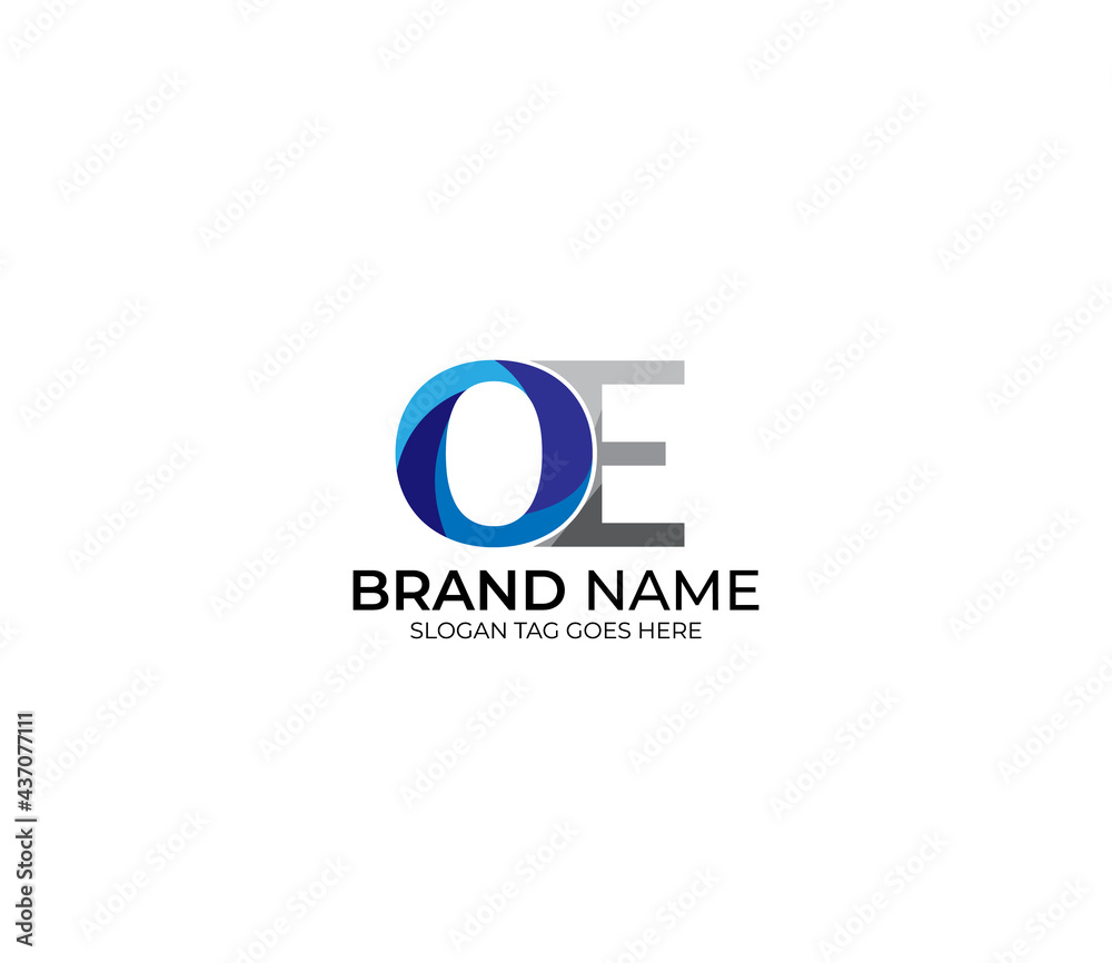Fototapeta premium Modern OE Alphabet Blue Or Gray Colors Company Based Logo Design Concept