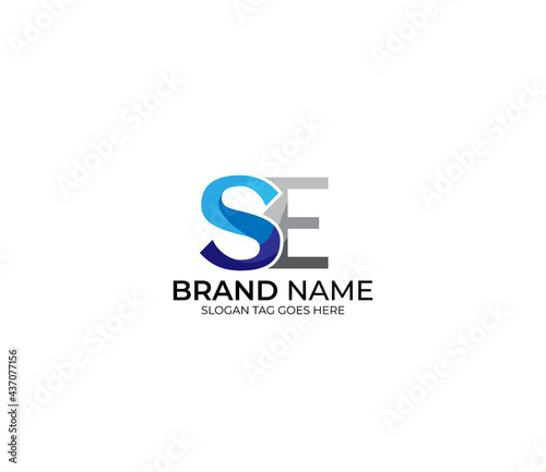 Modern SE Alphabet Blue Or Gray Colors Company Based Logo Design Concept
