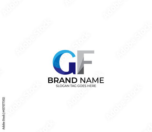 Modern GF Alphabet Blue Or Gray Colors Company Based Logo Design Concept