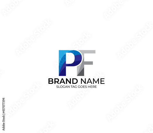 Free Download Modern PF Alphabet Blue Or Gray Colors Company Based Logo Design Concept - GFXLoad