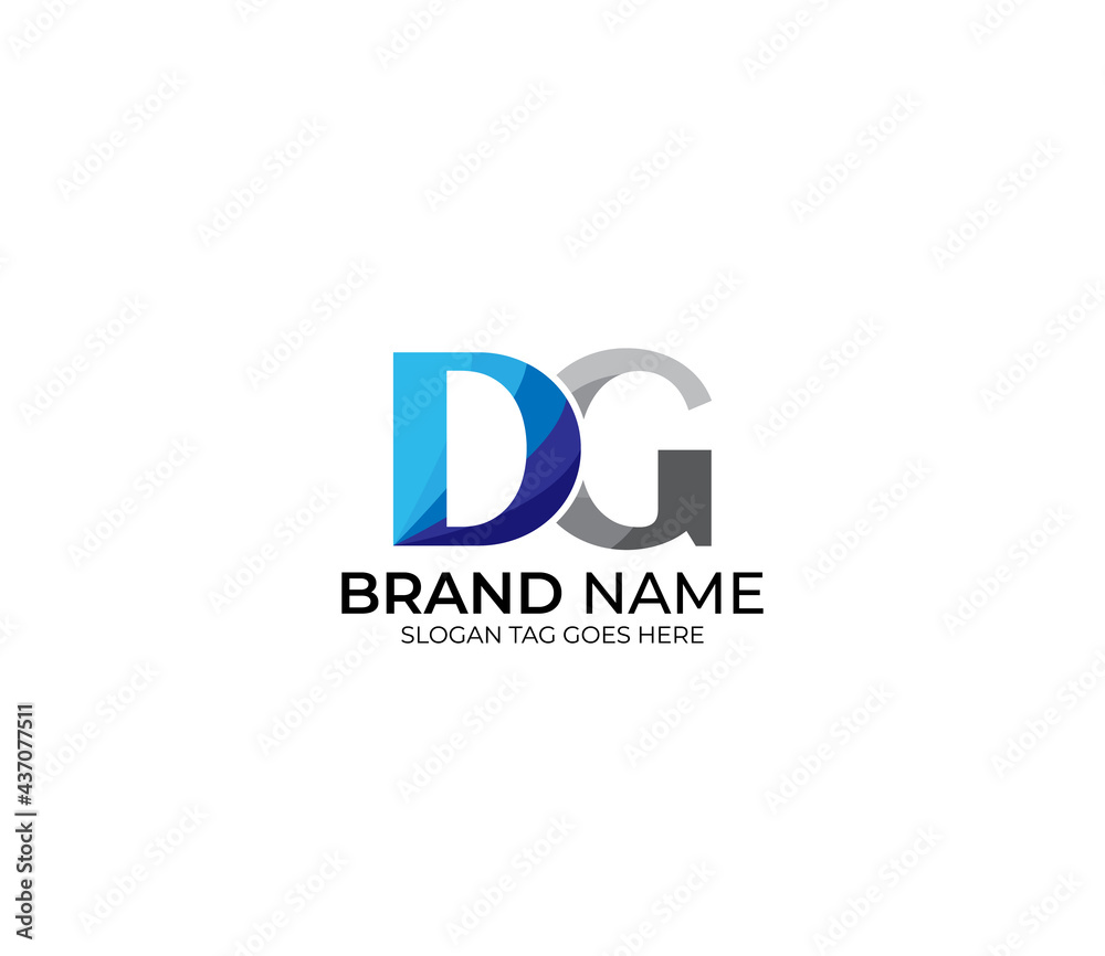 Modern DG Alphabet Blue Or Gray Colors Company Based Logo Design Concept